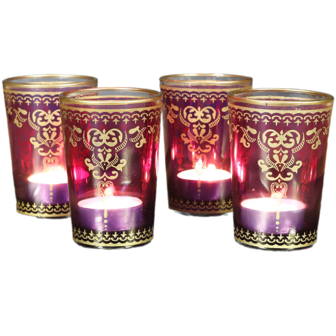 Tealight glass violet-purple, set of 6