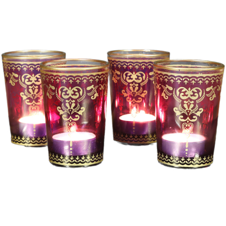 Tealight glass violet-purple, set of 6