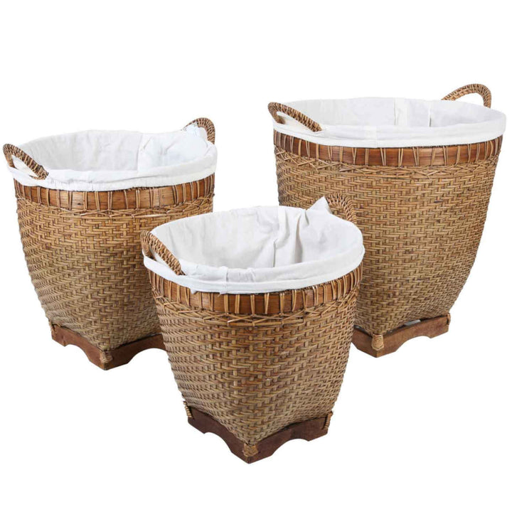 Lea rattan laundry basket with handle