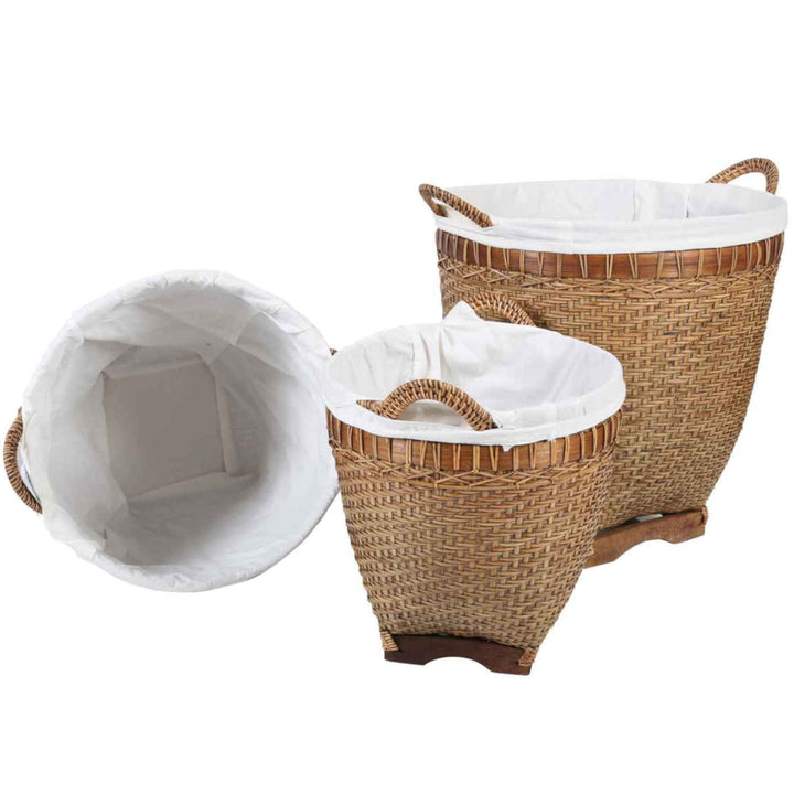 Lea rattan laundry basket with handle