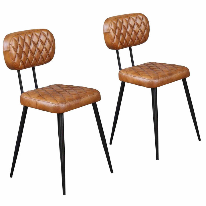 Sofia Cognac leather chair, set of 2