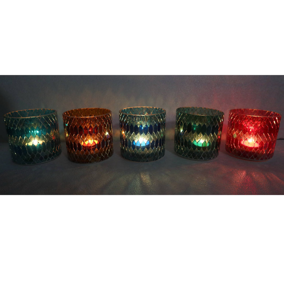 Moroccan mosaic lantern Rayan M set of 5