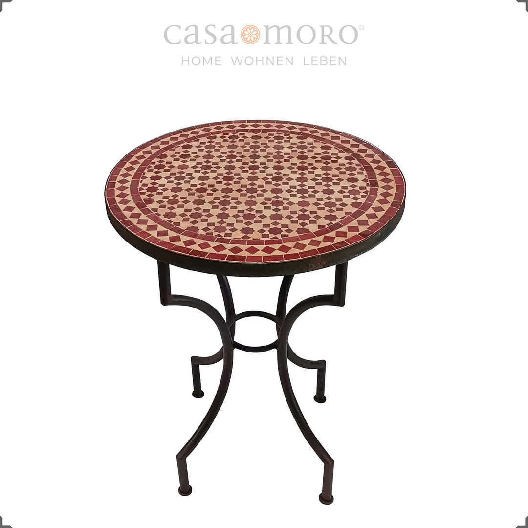 Handmade garden table with mosaic top for two, ideal for balconies and terraces