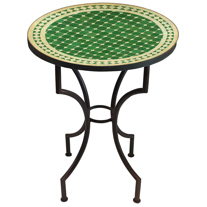 Mosaic table from Morocco - Round - Green and white glazed - M60-30