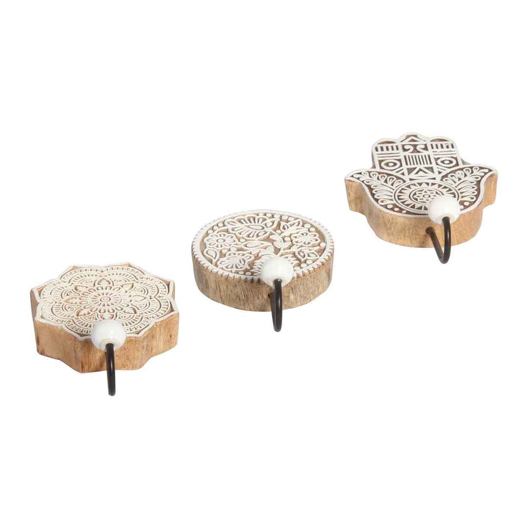 Oriental coat hooks, set of 3, Yasid