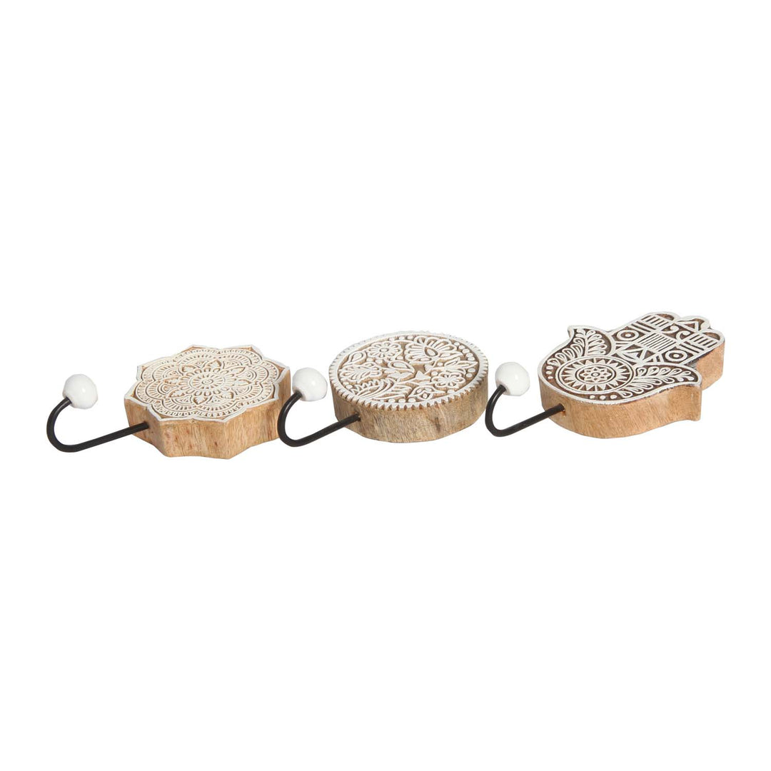 Oriental coat hooks, set of 3, Yasid