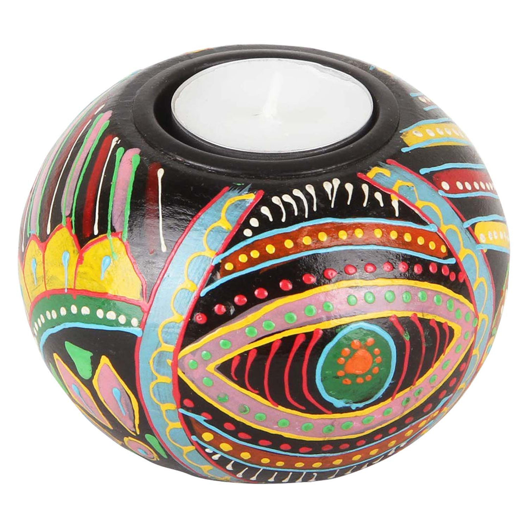 Oriental hand-painted tea light holders Aicha, set of 3