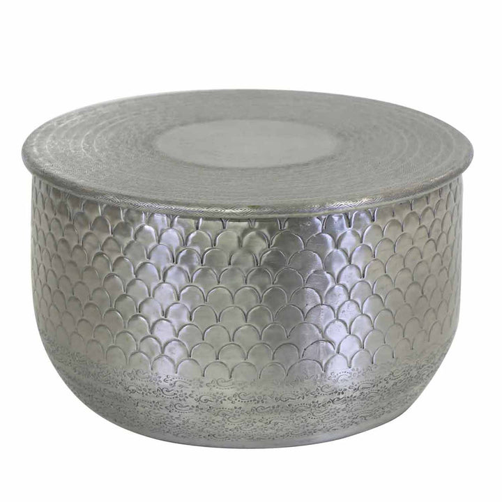 Alava Oriental Side Table, Silver