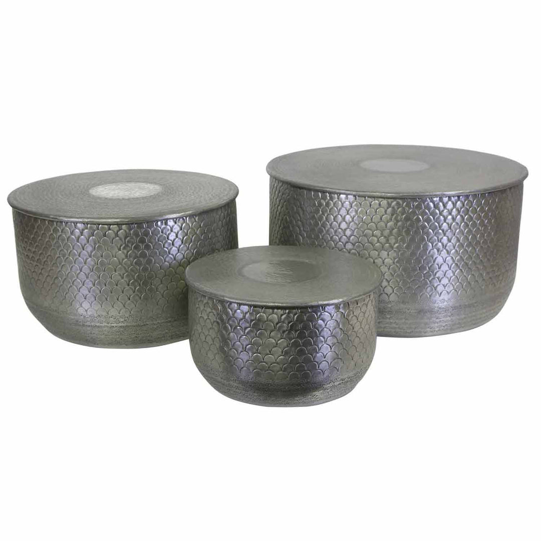 Alava Oriental Side Table, Silver