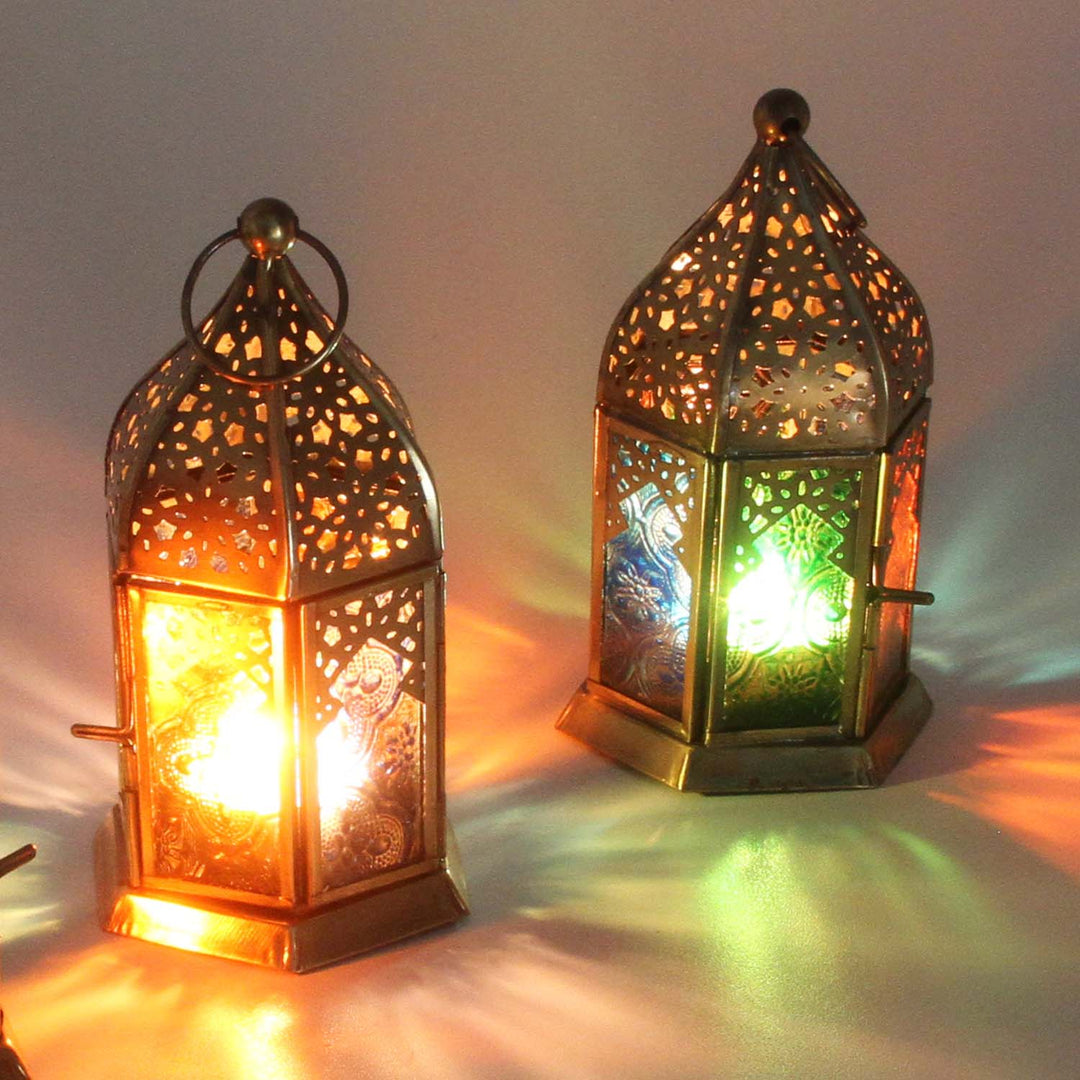 Oriental glass lanterns Nael Multicolor Set of 2