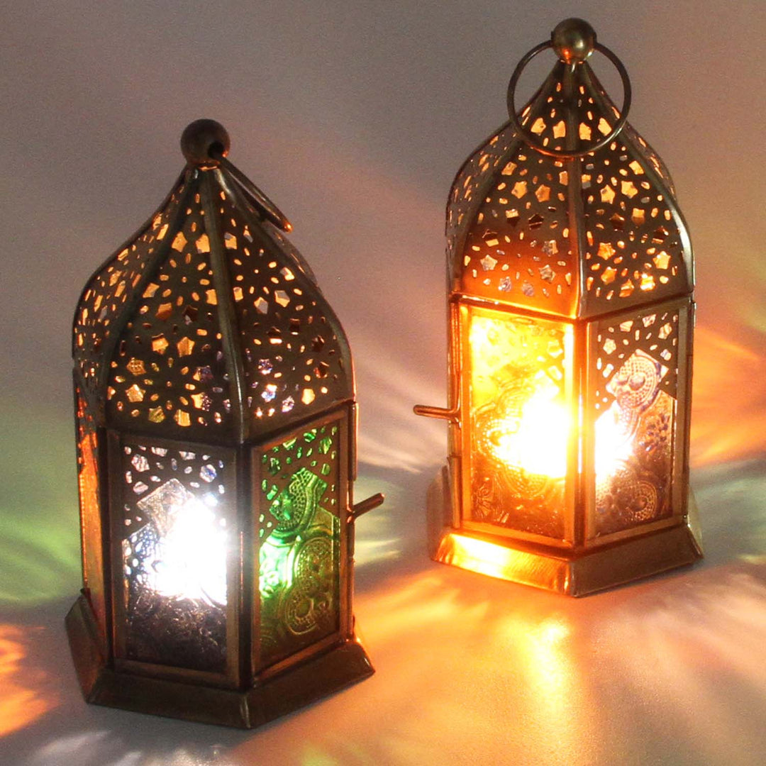 Oriental glass lanterns Nael Multicolor Set of 2