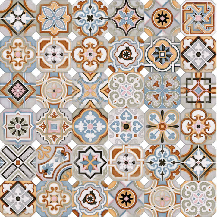 Retro Patchwork Tiles 20x20 cm – Multicolor