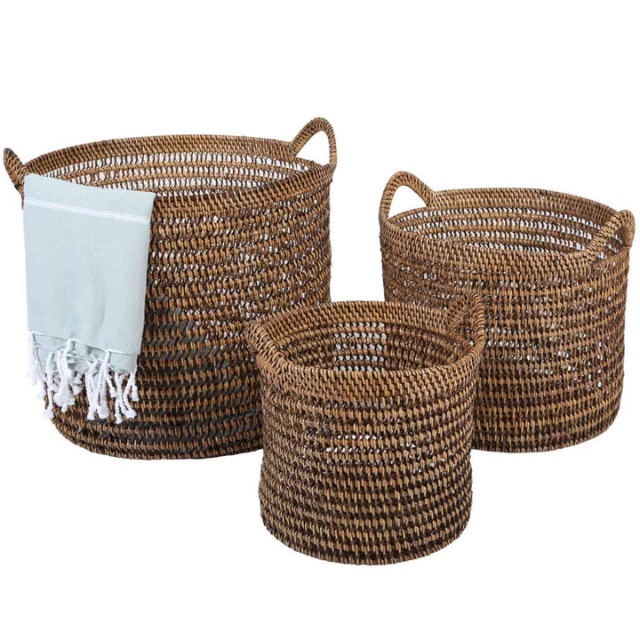 Rattan basket Eda Brown with handle