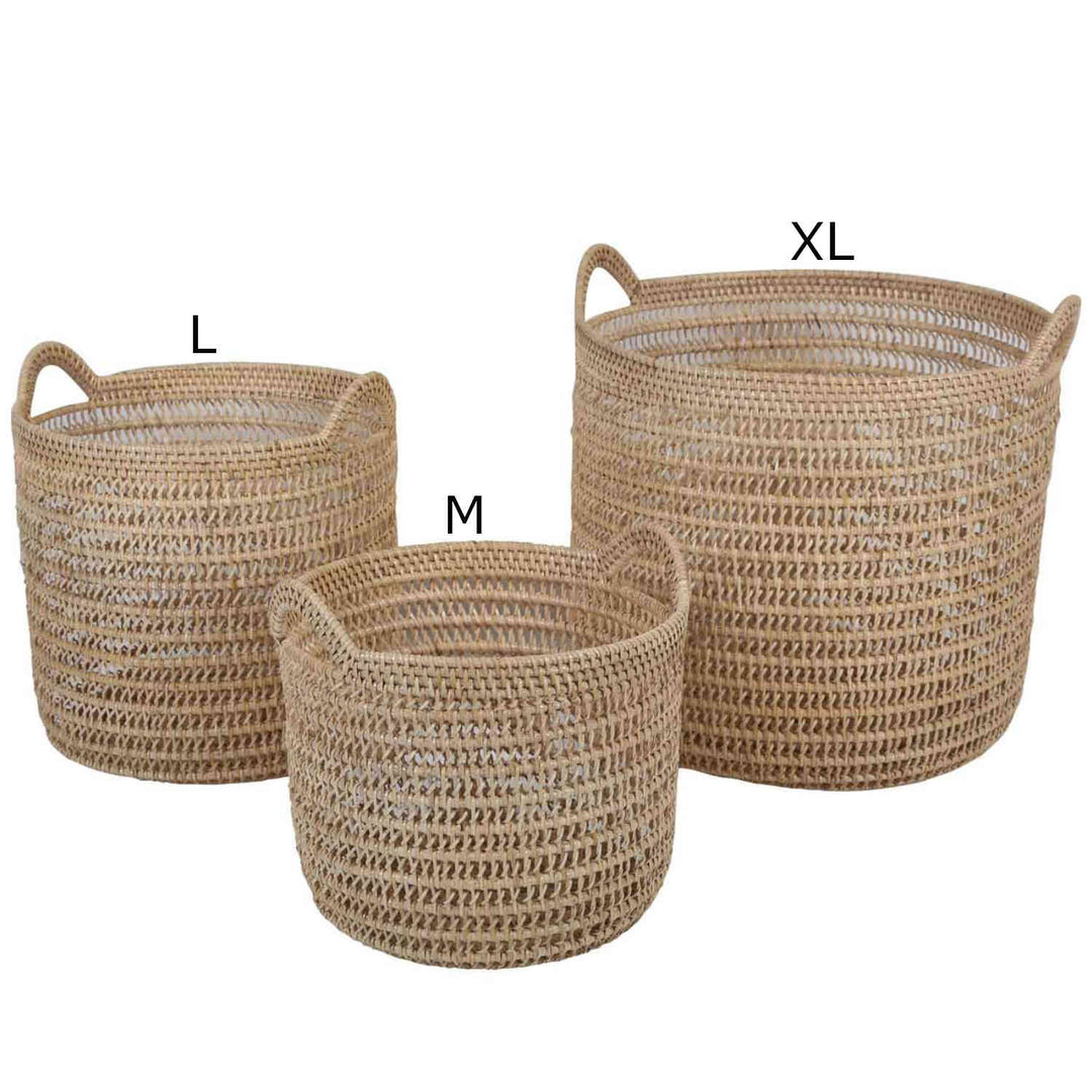 Eda natural rattan basket with handle