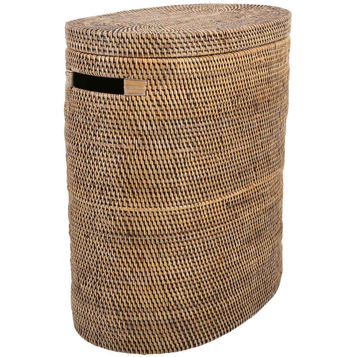 Ela rattan laundry basket with lid