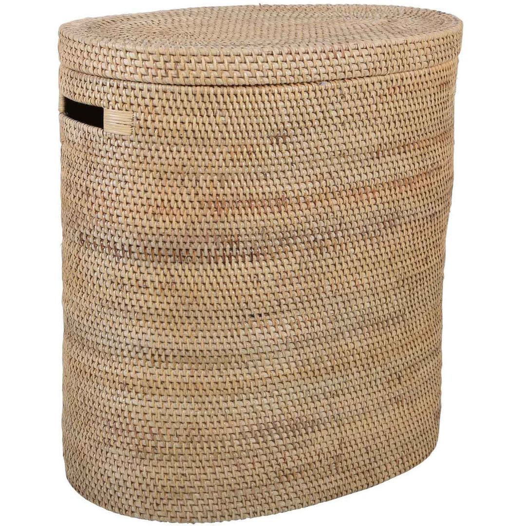 Ela rattan laundry basket with lid