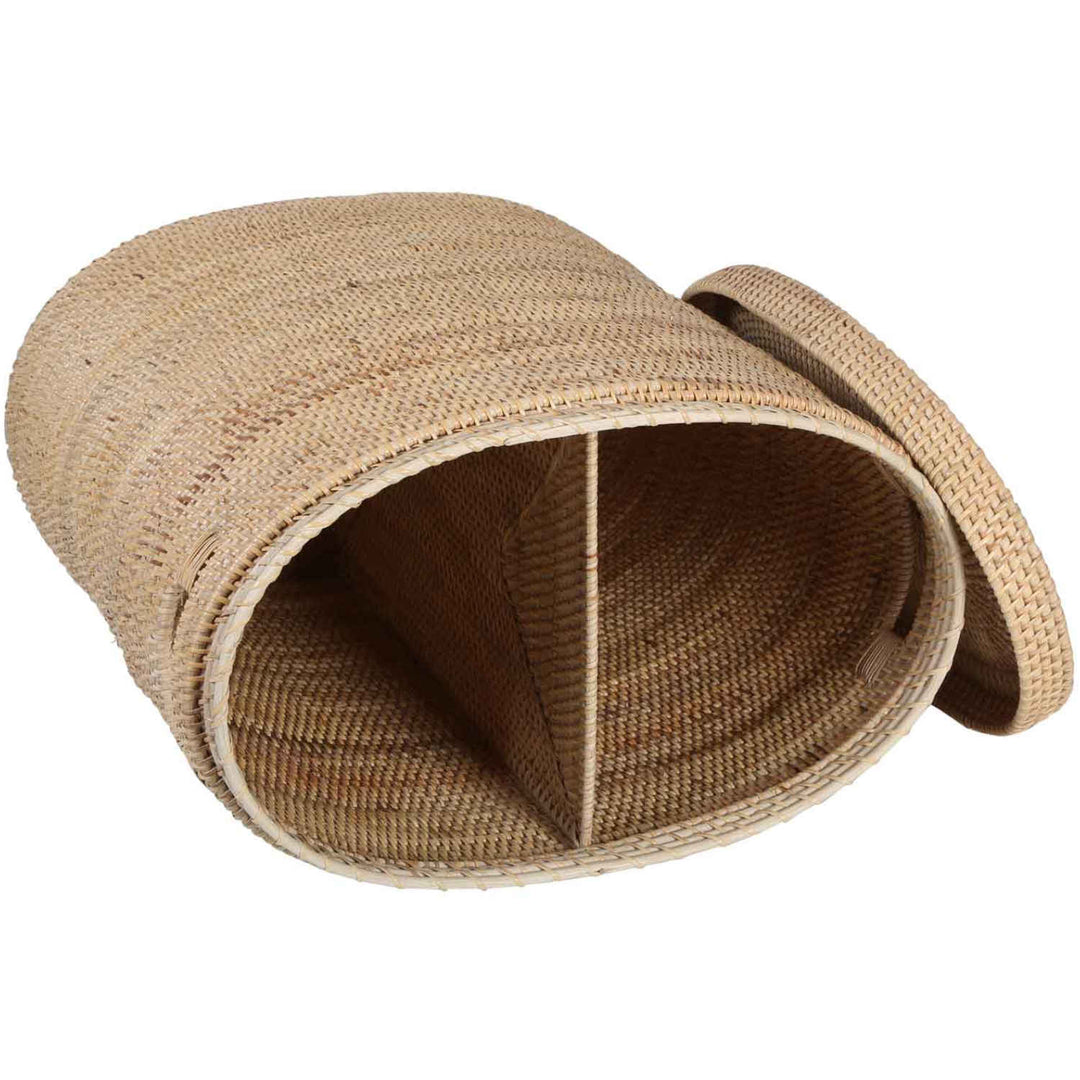 Ela rattan laundry basket with lid