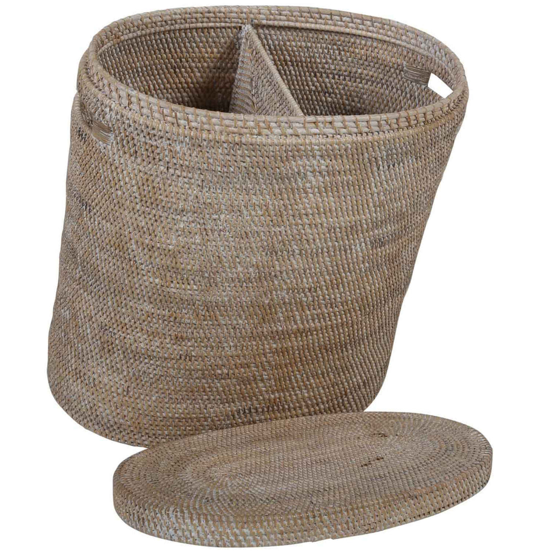 Ela rattan laundry basket with lid
