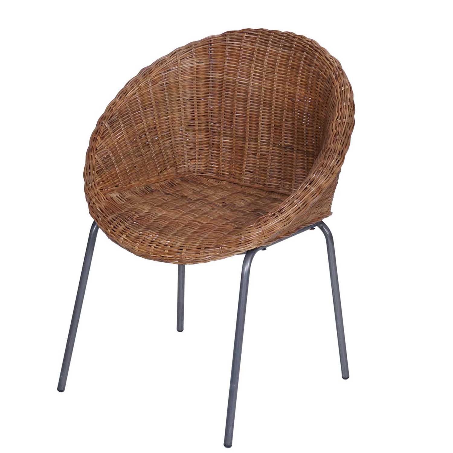 Round rattan armchair brown – for dining table & living room. Hand ...