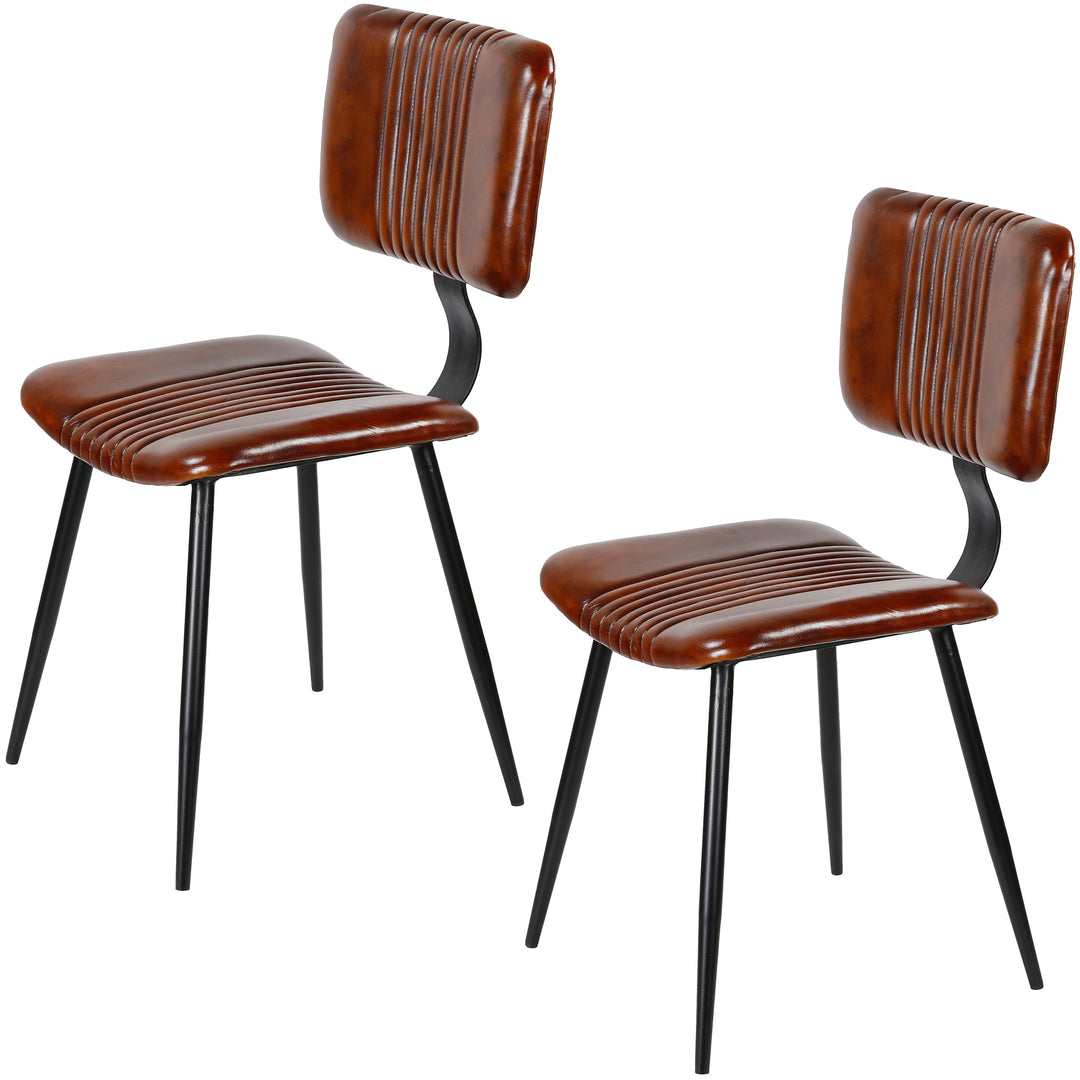 Brown leather dining chairs