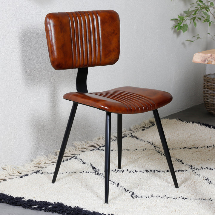 Brown leather dining chairs