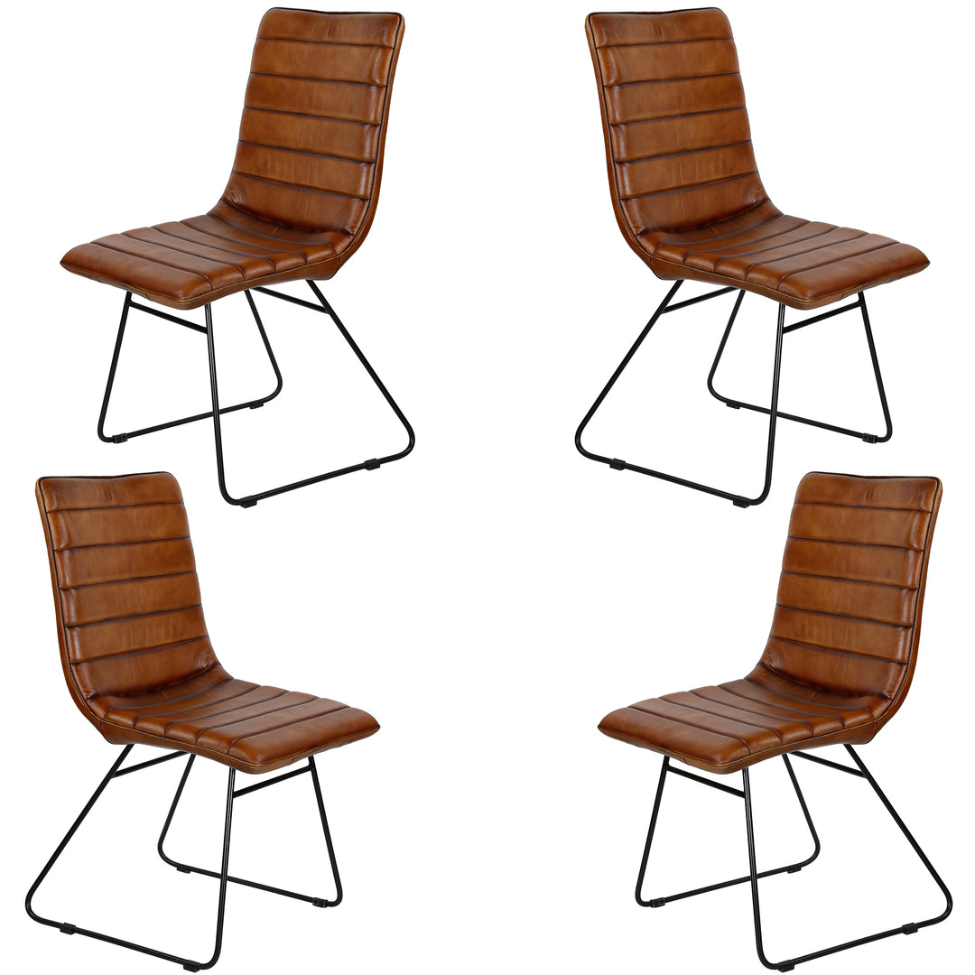 Brown leather dining chair