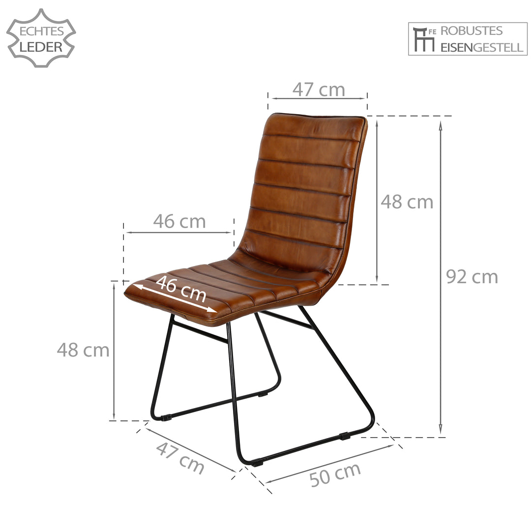 Brown leather dining chair