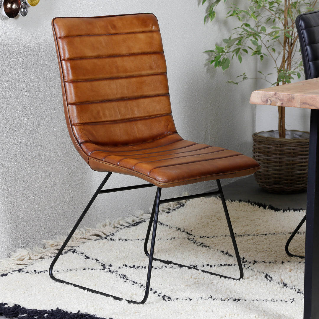 Brown leather dining chair