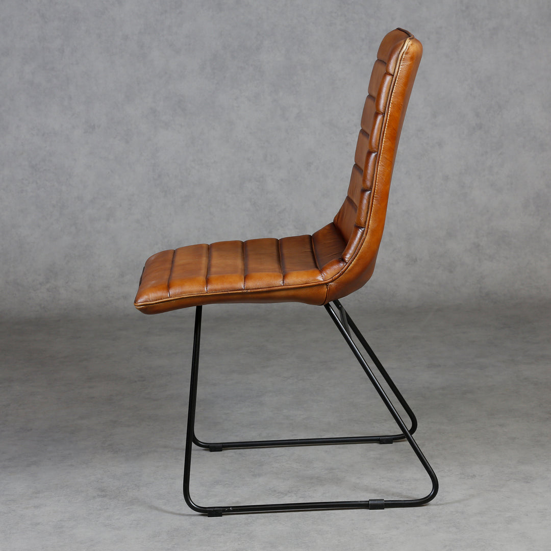 Brown leather dining chair