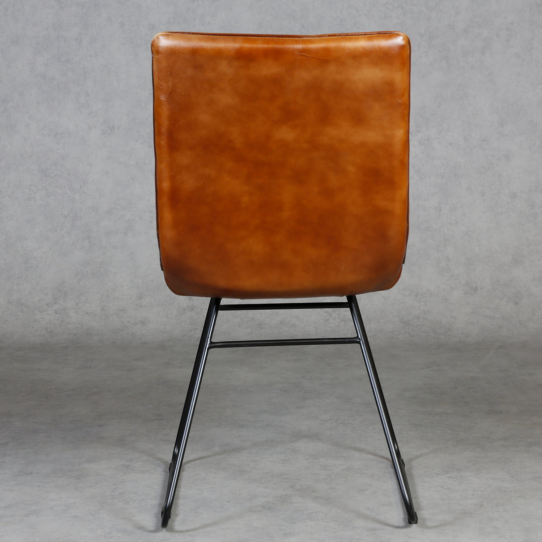 Brown leather dining chair