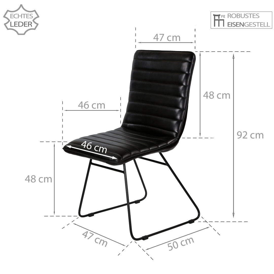 Dining chair, leather, black