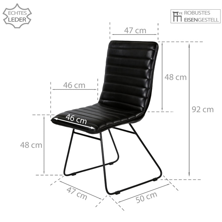 Dining chair, leather, black
