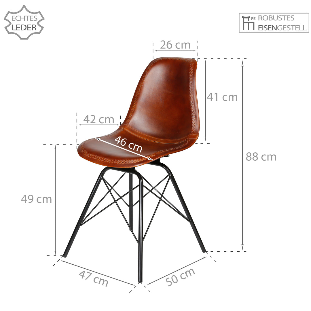 Dining chair, leather, brown