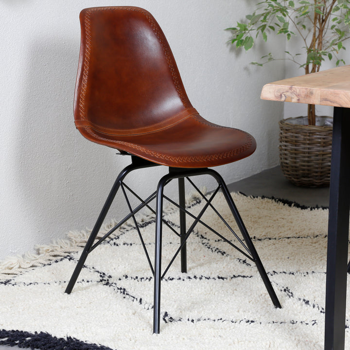 Dining chair, leather, brown