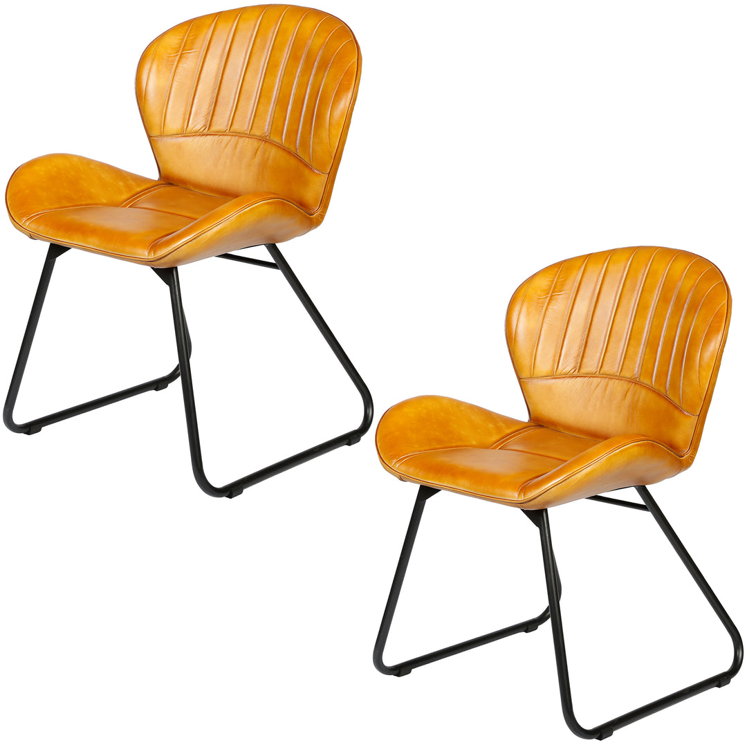 Dining chair, cognac brown leather