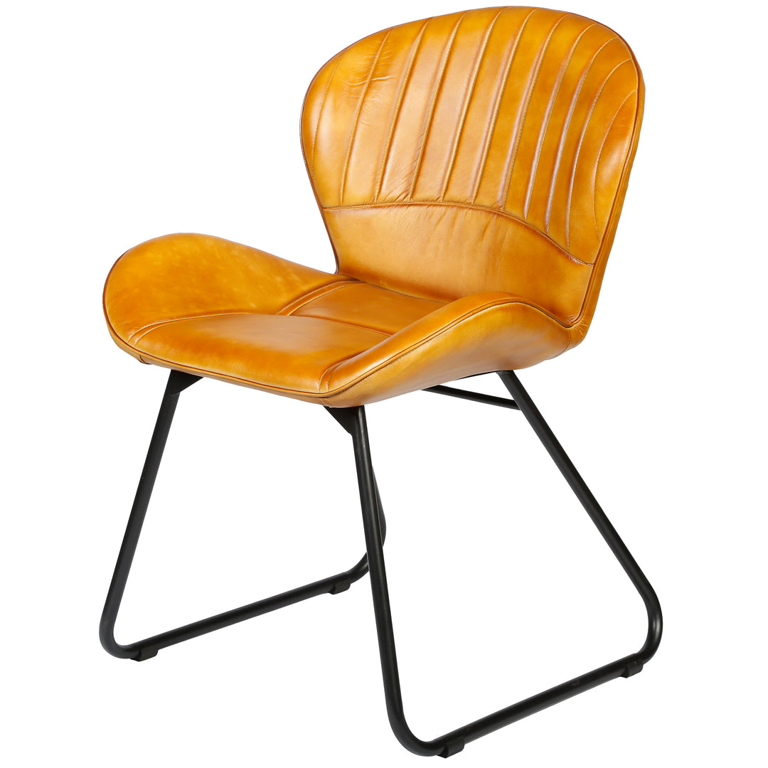 Dining chair, cognac brown leather