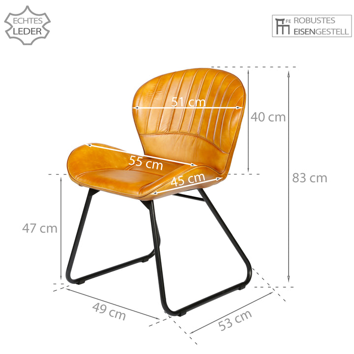 Dining chair, cognac brown leather