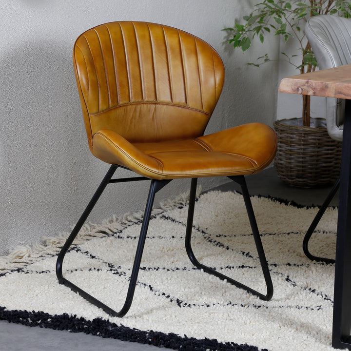 Dining chair, cognac brown leather