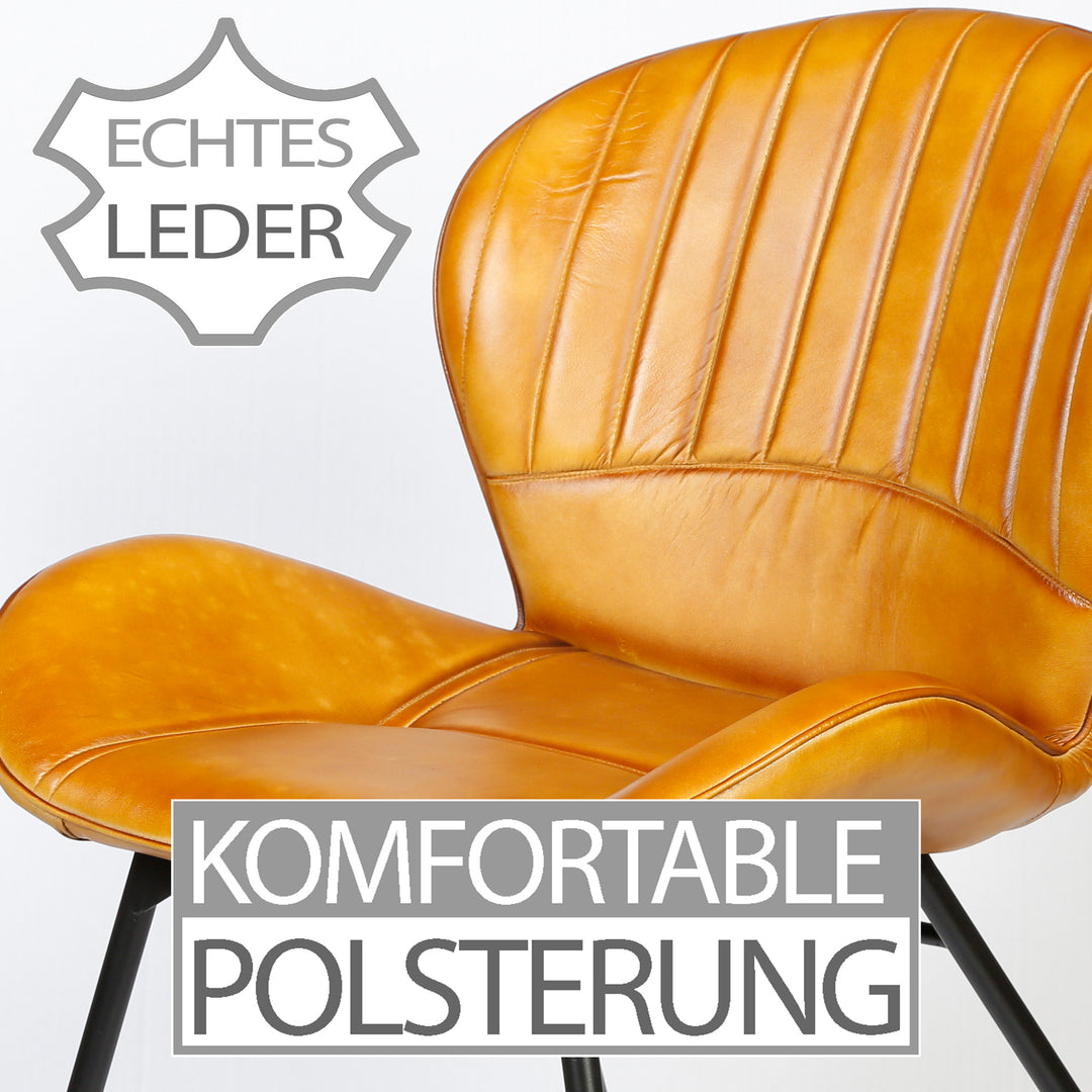 Dining chair, cognac brown leather