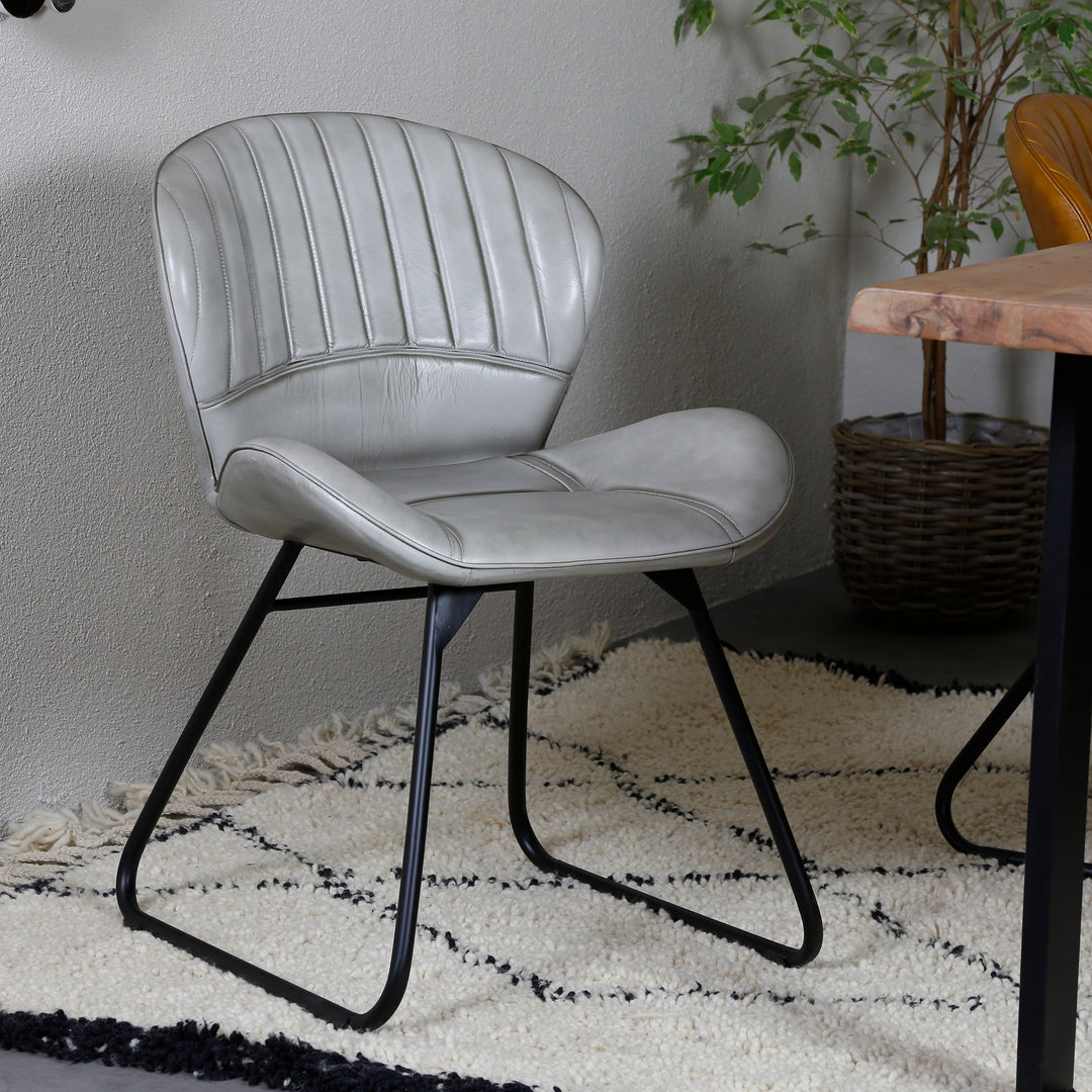 Leather chair, light gray