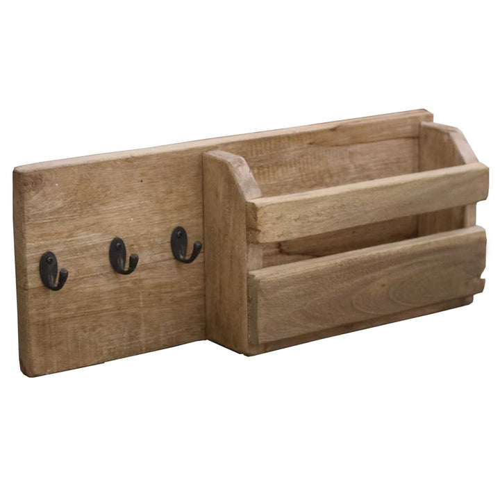Wall key holder with shelf and hooks
