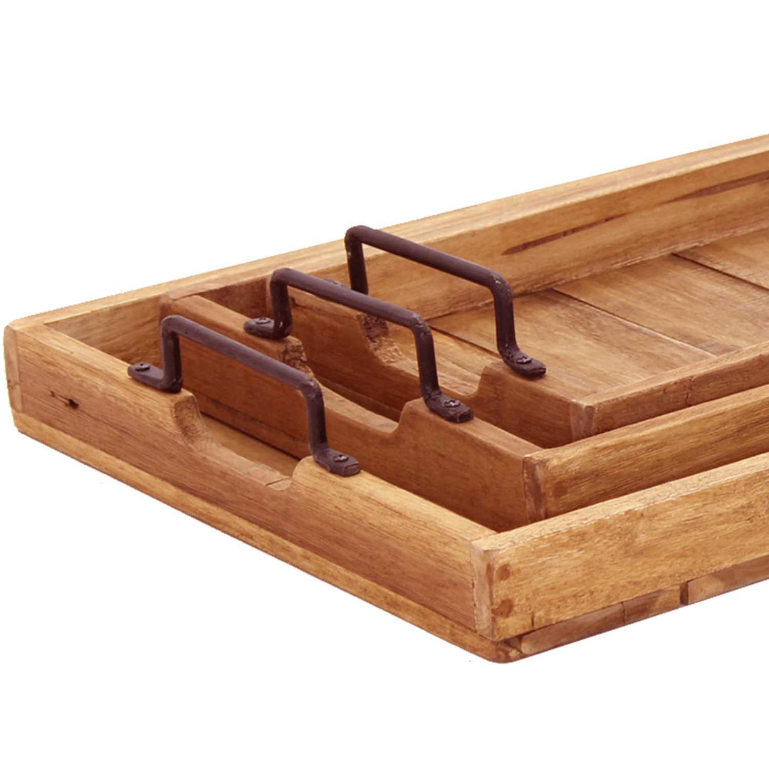 Teak wood tray Gloria set of 3
