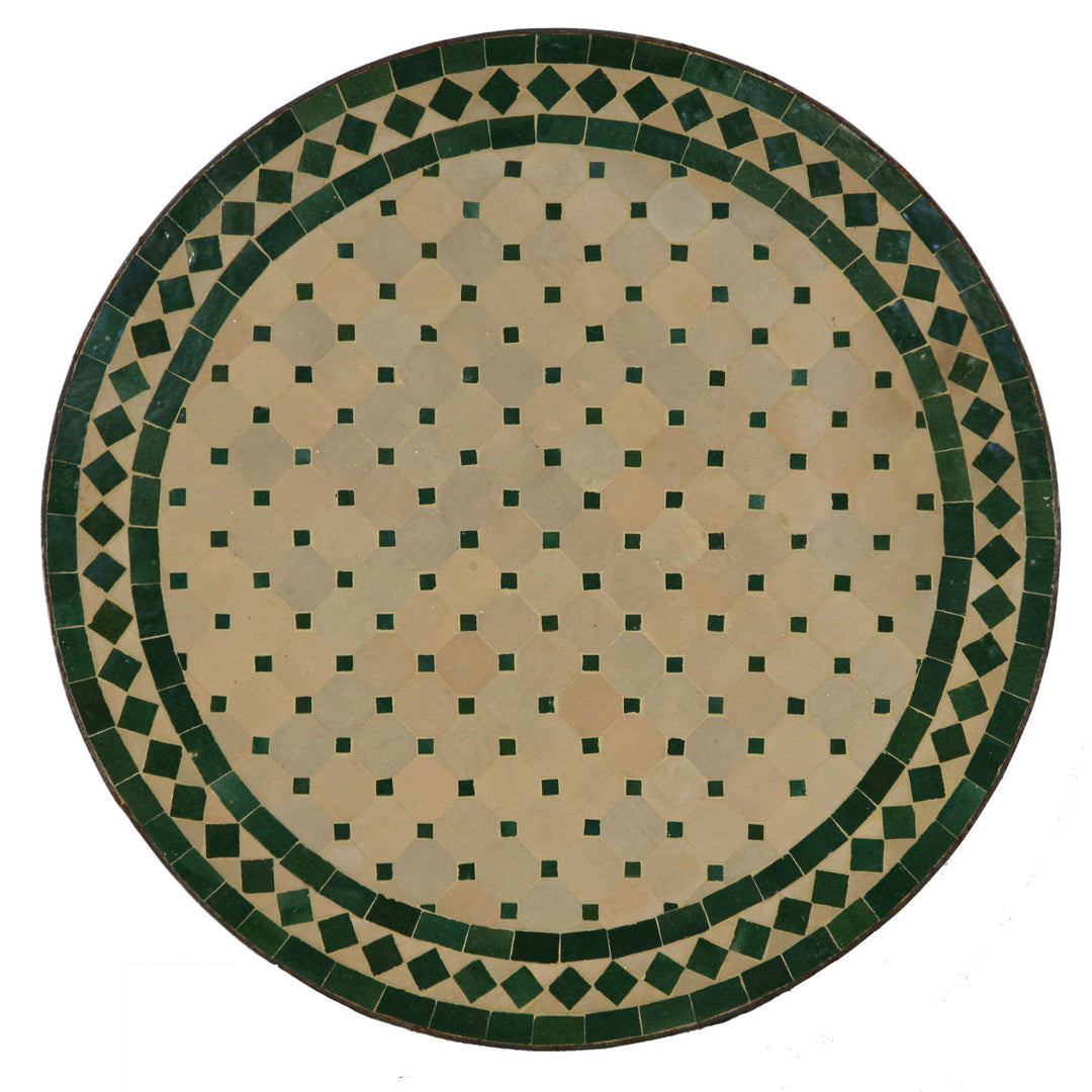 Patio table around 60 cm with green Zellige mosaic - Moroccan mosaic table for balcony or garden