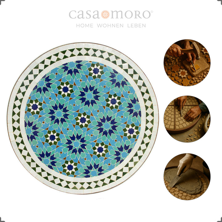 Moroccan bistro table with loose mosaic top - handmade for balcony and kitchen
