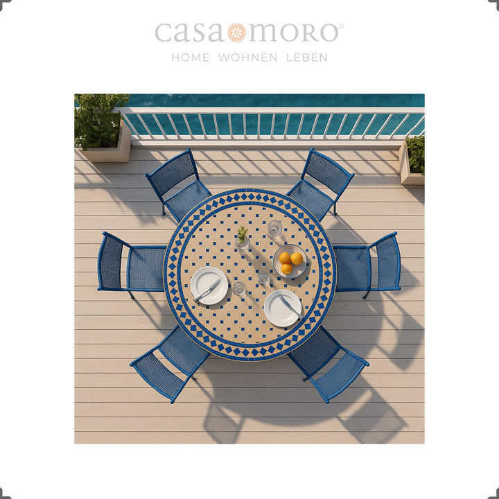 Large mosaic table with a diameter of 120 cm - ideal as a garden table for four to six people