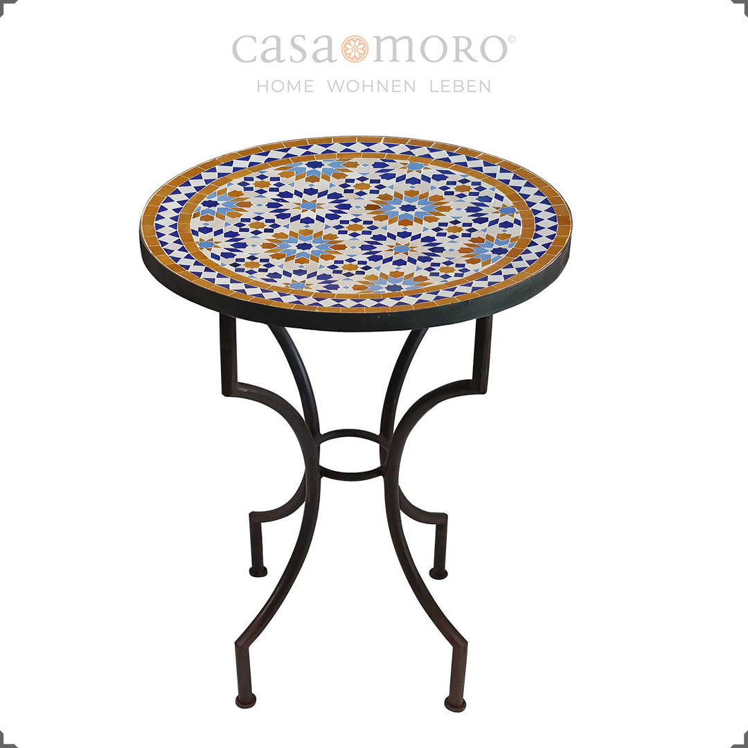 Dimensions of the mosaic table Ø 60 cm, table height 75 cm - ideal bistro table for the terrace or kitchen