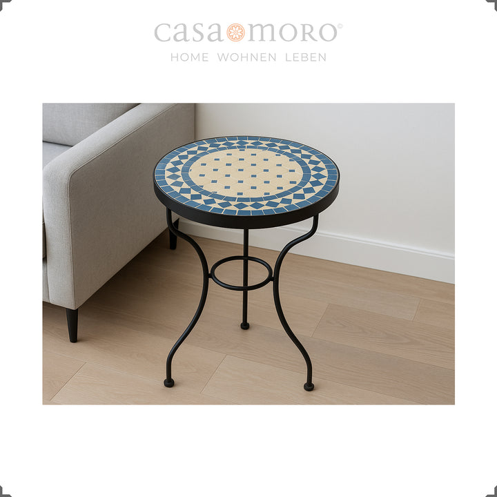 Mosaic table with a diameter of 45 cm, table height 50 cm, weight approx. 11 kg