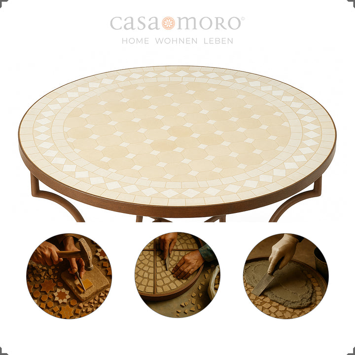Mosaic table with a diameter of 100 cm - ideal as a dining table for the kitchen, terrace or living room