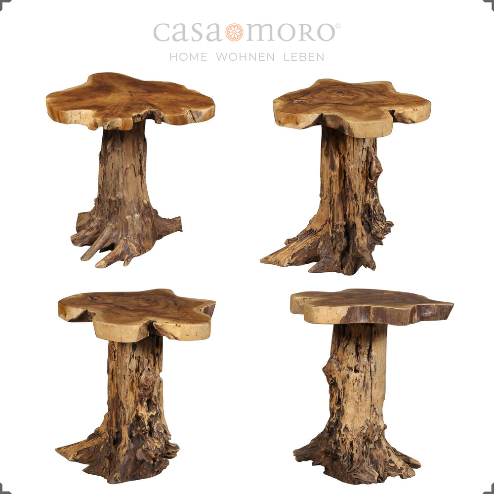 Round side table made of natural teak, top Ø 50 cm