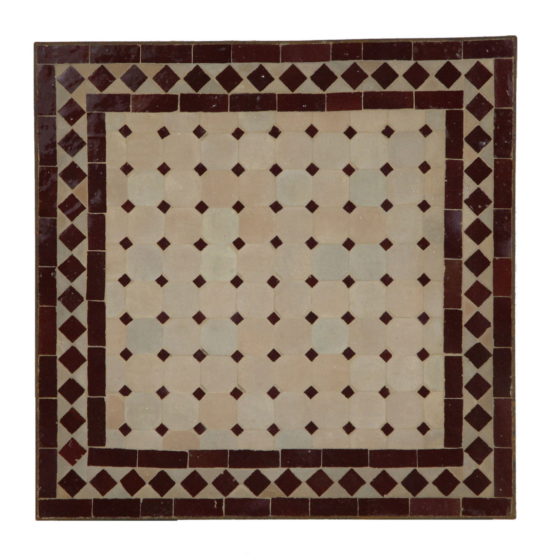 Couch mosaic table 60x60 Bordeaux diamond pattern